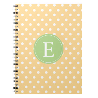 Yellow Polka Dot Green Monogram Notebook