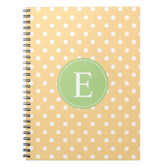 Yellow Polka Dot Green Monogram Notebook (Front)