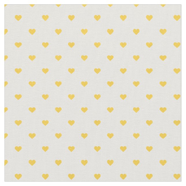 Yellow Polka Dot Hearts Fabric (Close Up)