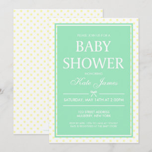 Yellow Polka Dot & Mint Baby Shower Invitation