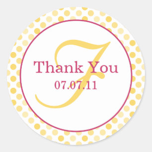 Yellow Polka Dot Monogram Wedding Sticker