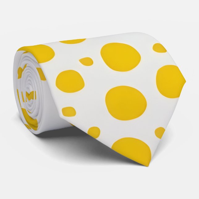 Yellow Polka Dot Neck Tie (Rolled)