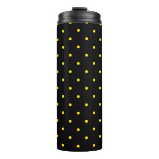 Yellow Polka Dot on Black Thermal Tumbler