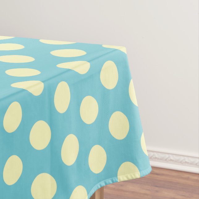Yellow Polka Dot on Blue Changeable) Background Tablecloth (In Situ)