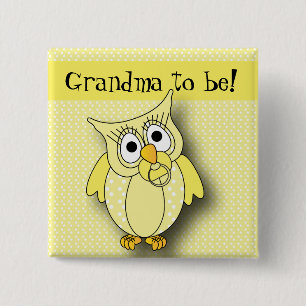 Yellow Polka Dot Owl Baby Shower Theme 15 Cm Square Badge