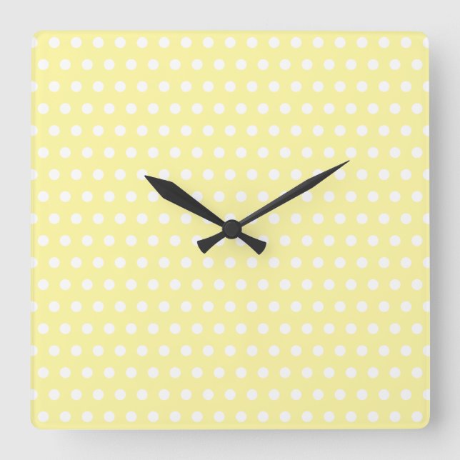 Yellow polka dot pattern. Spotty. Square Wall Clock (Front)