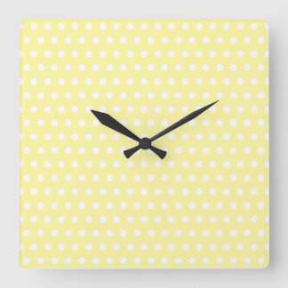 Yellow polka dot pattern. Spotty. Square Wall Clock