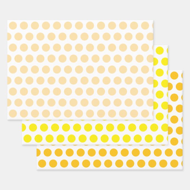 YELLOW POLKA DOT STYLISH SIMPLE MODERN MINIMAL  WRAPPING PAPER SHEET (Set)