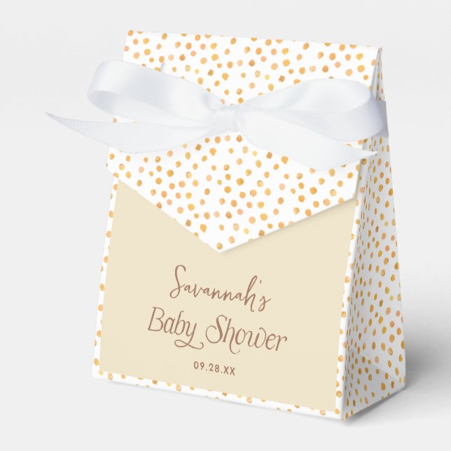 Yellow Polka Dot Teddy Bear Baby Shower Favour Box (Front Side)