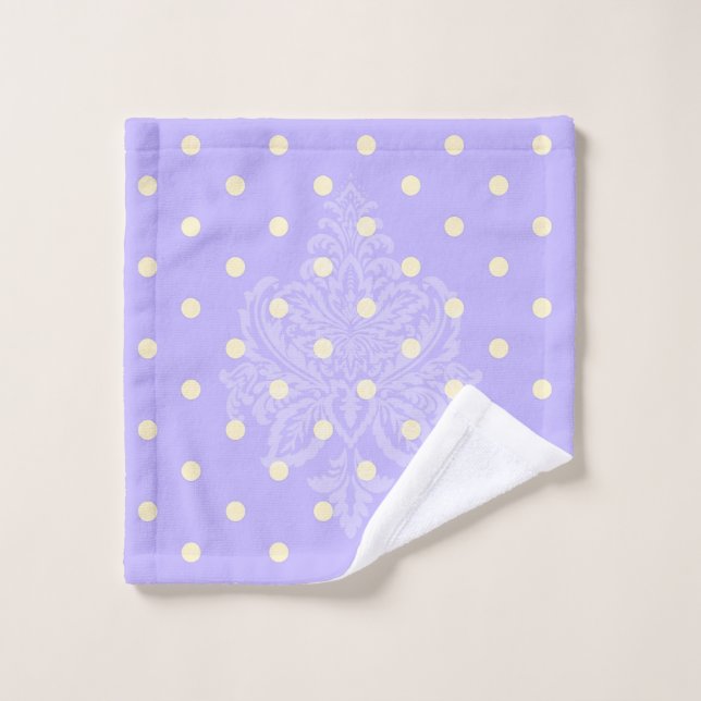 Yellow polka dots and lavender purple wash cloth (Wash Cloth)