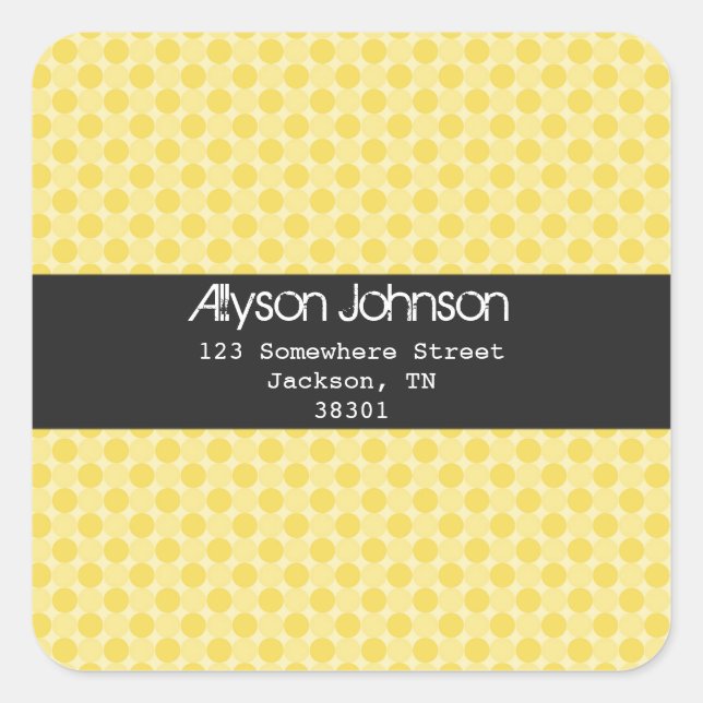 Yellow Polka Dots  Background Address Labels (Front)