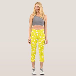 Yellow Polka Dots  Capri Leggings