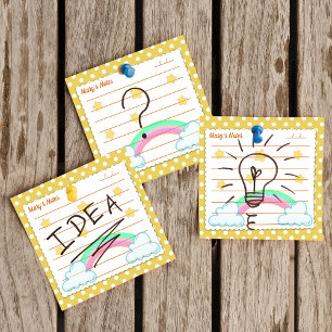 Yellow polka dots, cute stars & rainbows 3" x 3" post-it notes