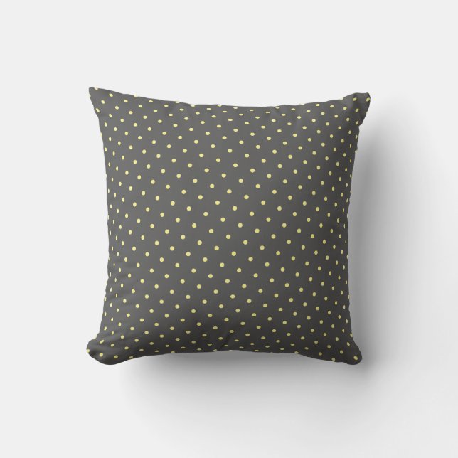 Yellow Polka Dots Dark Grey Grey Custom Cute Cushion (Front)