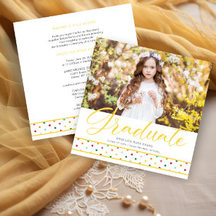 Yellow Polka Dots Funny Graduate Photo Graduation  Announcement