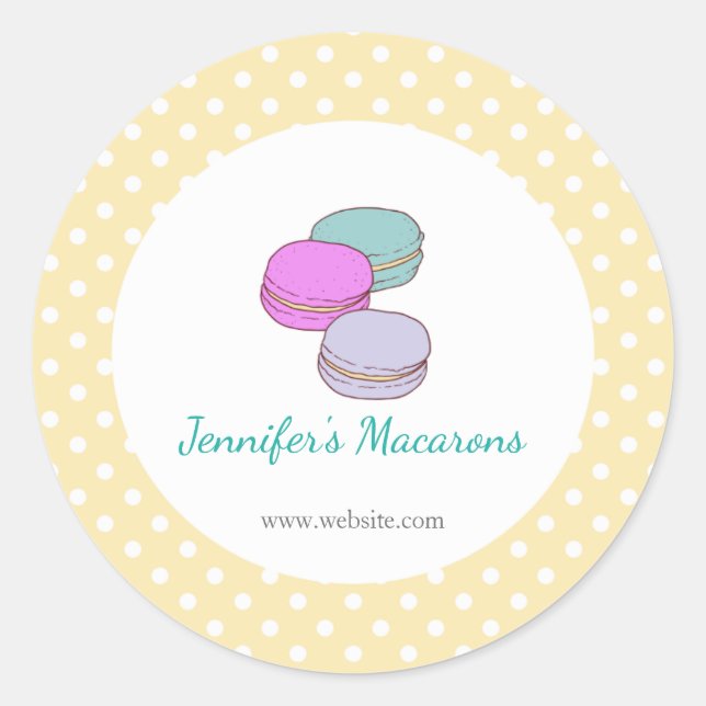 Yellow Polka Dots Macaron CUTE Product Label (Front)