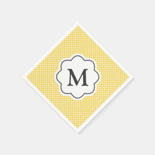 Yellow Polka Dots Monogram Napkins