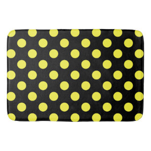 Yellow polka dots on black backgound bath mat