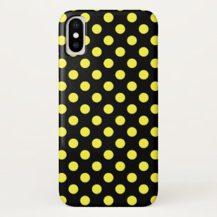Yellow polka dots on black backgound iPhone x case