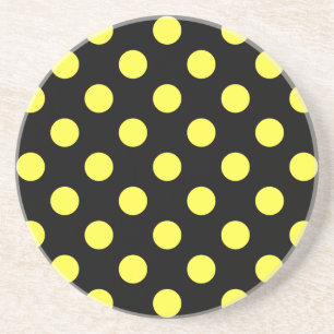 Yellow polka dots on black backgound coaster