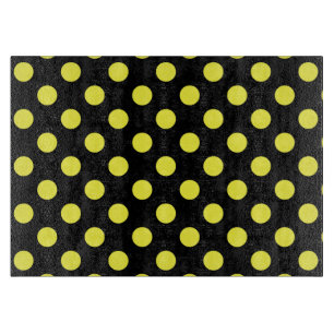 Yellow polka dots on black backgound cutting board