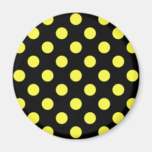 Yellow polka dots on black backgound magnet