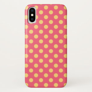 Yellow polka dots on coral iPhone x case