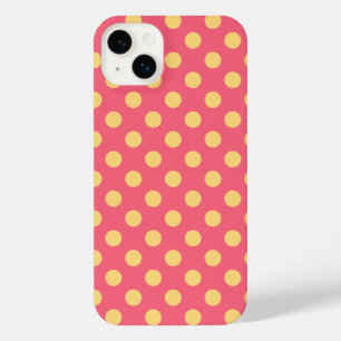 Yellow polka dots on coral iPhone 14 plus case