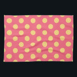 Yellow polka dots on coral tea towel<br><div class="desc">Yellow polka dots on coral</div>