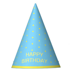 Yellow polka dots on turquoise Birthday Party Hat