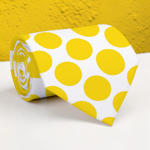 Yellow Polka Dots on White Custom Necktie