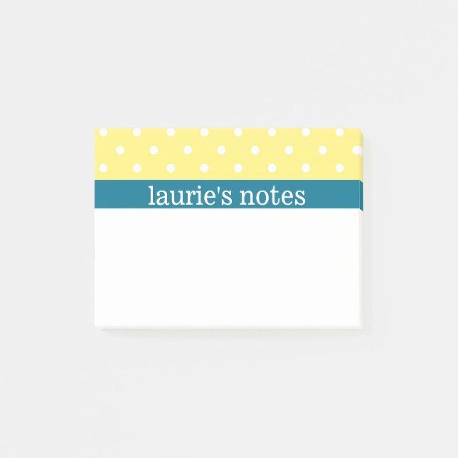 Yellow Polka Dots - Personalise Post-it Notes (Front)