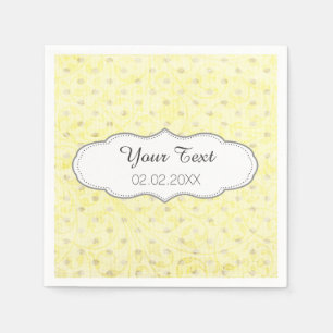 yellow polka dots personalised wedding napkins