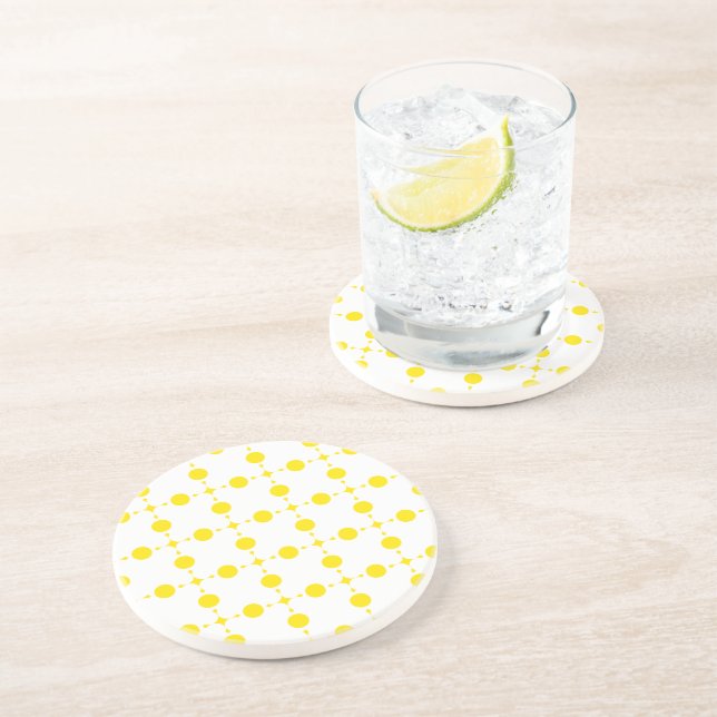 Yellow Polka Dots, Polka Dot Pattern, Dots, Dotted Coaster (Side)