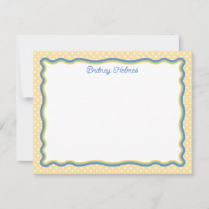 Yellow Polka Dots & Wavy Frame Add Name Card