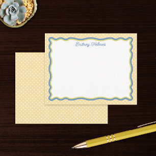 Yellow Polka Dots & Wavy Frame Add Name Card