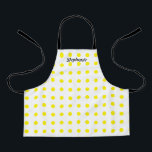 Yellow Polka Dots White Black Custom Name Cute Apron<br><div class="desc">Designed with yellow polka dot patterns in white background with text template for name,  this is available in different sizes to choose from! You may choose different colours as you like!</div>
