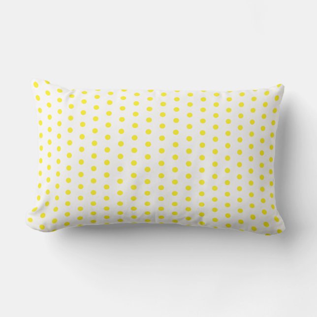 Yellow Polka Dots White Custom Colours Cute Stylis Lumbar Cushion (Front)