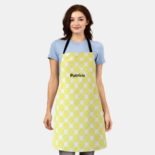 Yellow Polka Dots White Custom Name Cute Gift Apron