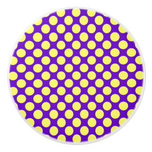 Yellow Polka Dots with Purple Background STaylor Ceramic Knob