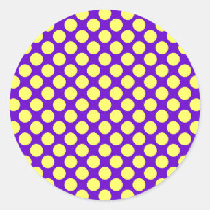 Yellow Polka Dots with Purple Background STaylor Classic Round Sticker