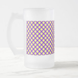 Yellow Polka Dots with Purple Background STaylor Frosted Glass Beer Mug
