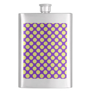 Yellow Polka Dots with Purple Background STaylor Hip Flask