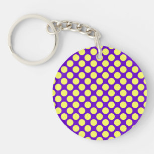 Yellow Polka Dots with Purple Background STaylor Key Ring