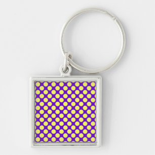 Yellow Polka Dots with Purple Background STaylor Key Ring