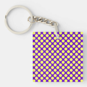 Yellow Polka Dots with Purple Background STaylor Key Ring