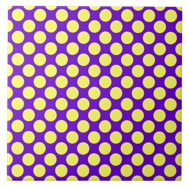 Yellow Polka Dots with Purple Background STaylor Tile (Front)