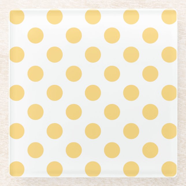 Yellow polkadots glass coaster (Front)