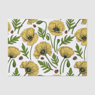 Yellow poppies and ladybugs tissue paper