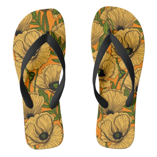 Yellow poppies flip flops (Footbed)